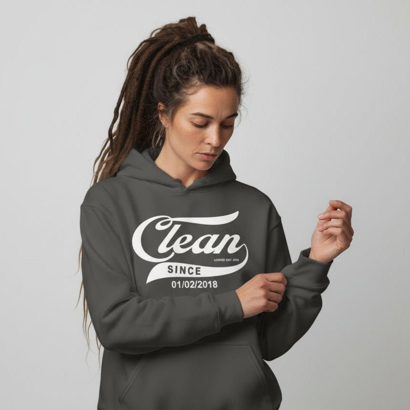 Clean Since Hoodie with Date Recovery Hoodie fit detail (view 59)