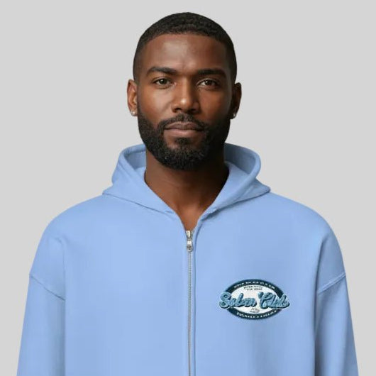 Sober Club Badge Unisex Zip Recovery Hoodie fit detail (view 19)