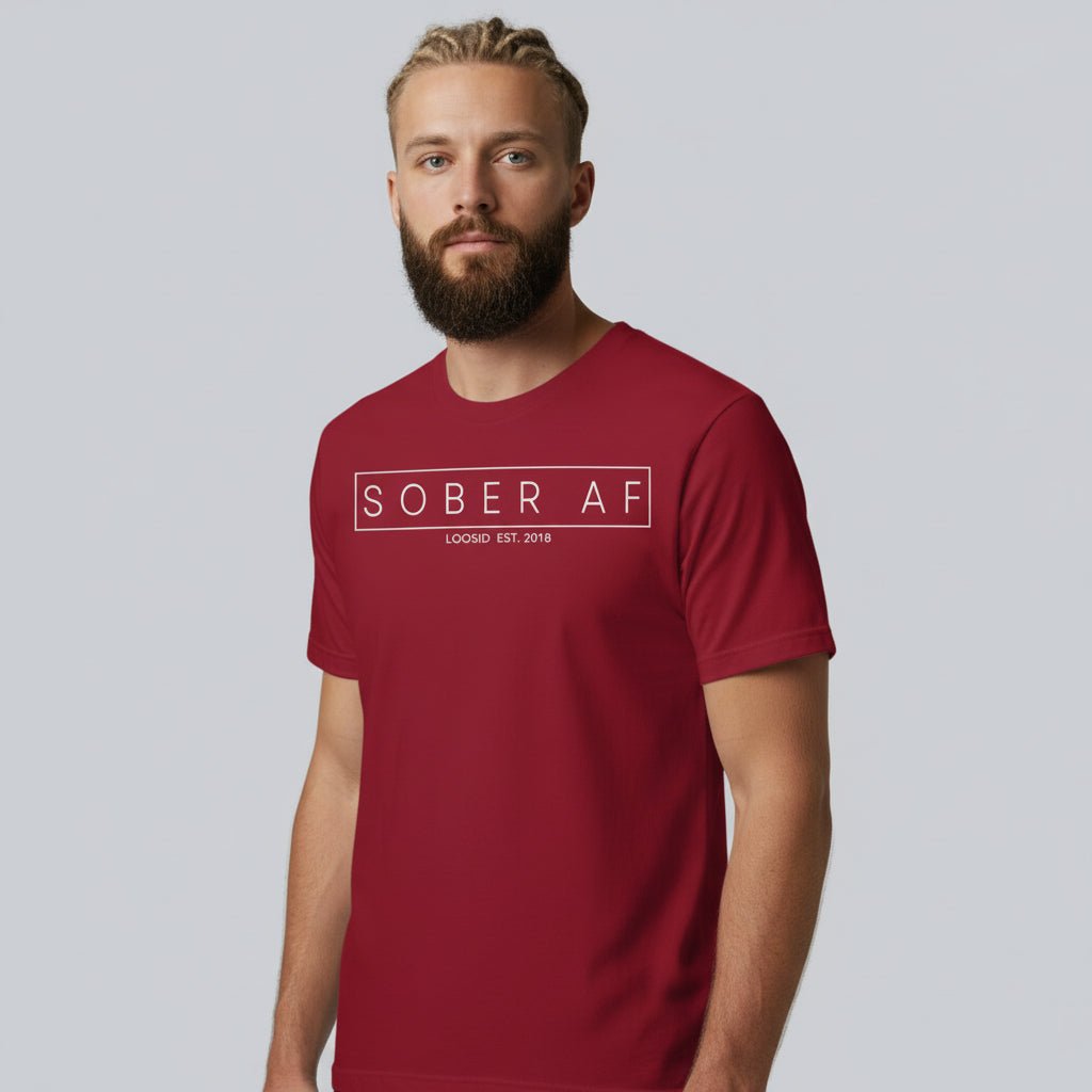 Sober AF Men's Tee for Strength and Recovery Sober T Shirt back view (view 7)