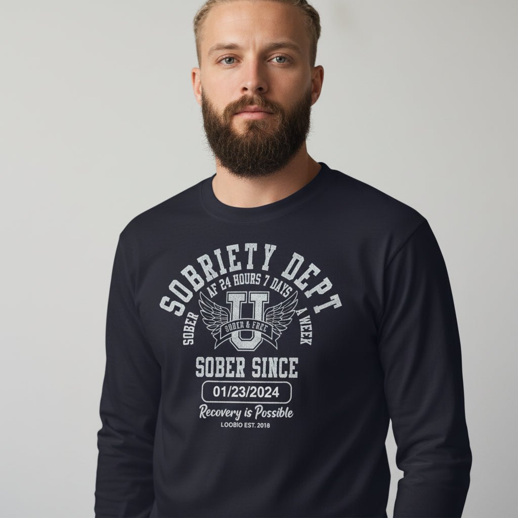 Sobriety Dept Long Sleeve Sober T Shirt product photo (view 10)