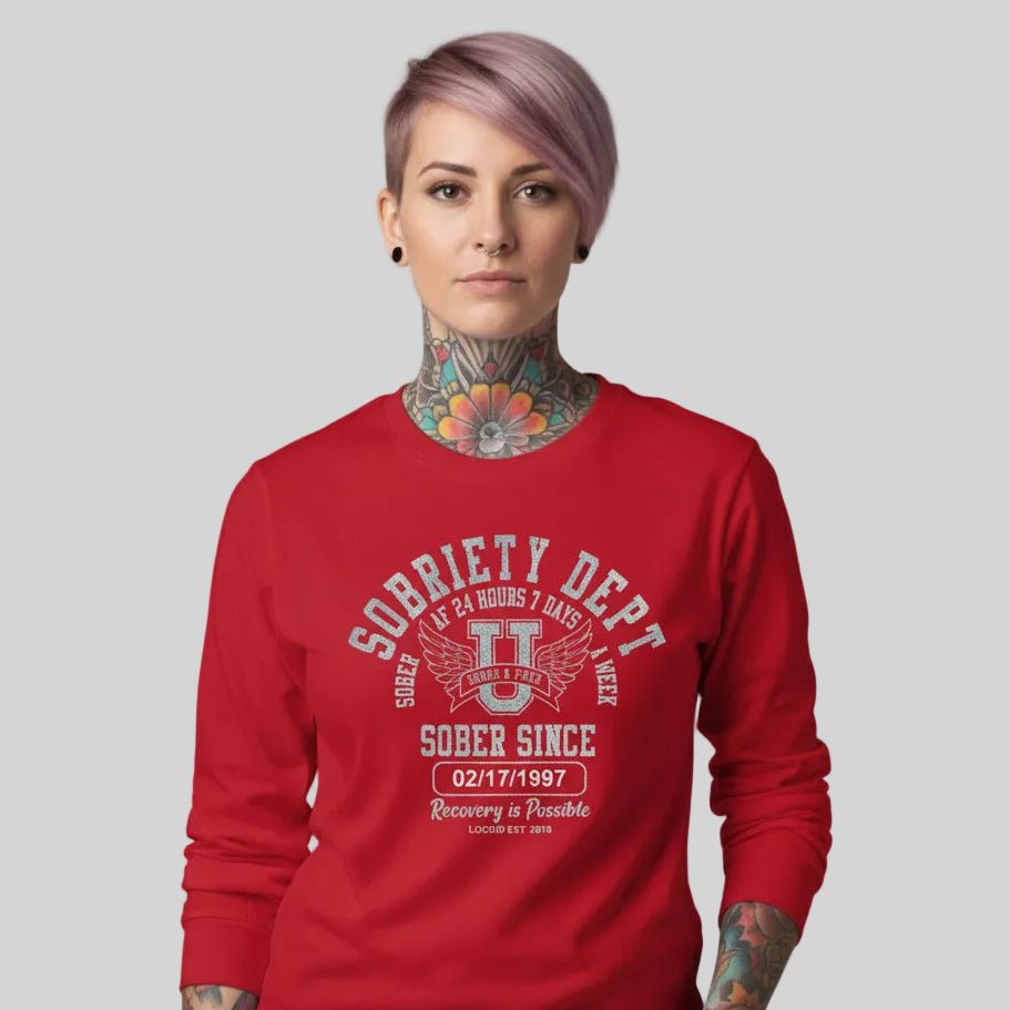 Sobriety Dept 24 7 Long Sleeve Sober T Shirt back view (view 17)