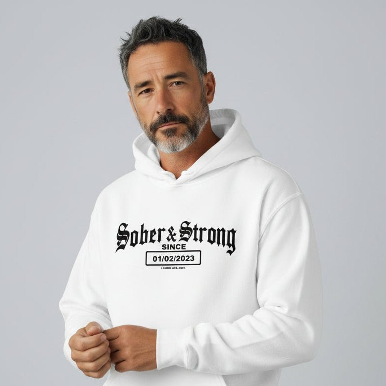 Old School Sober Recovery Hoodie side view (view 26)