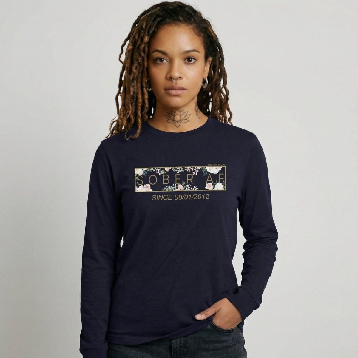 Sober AF Flower Long Sleeve Sober T Shirt product photo (view 10)