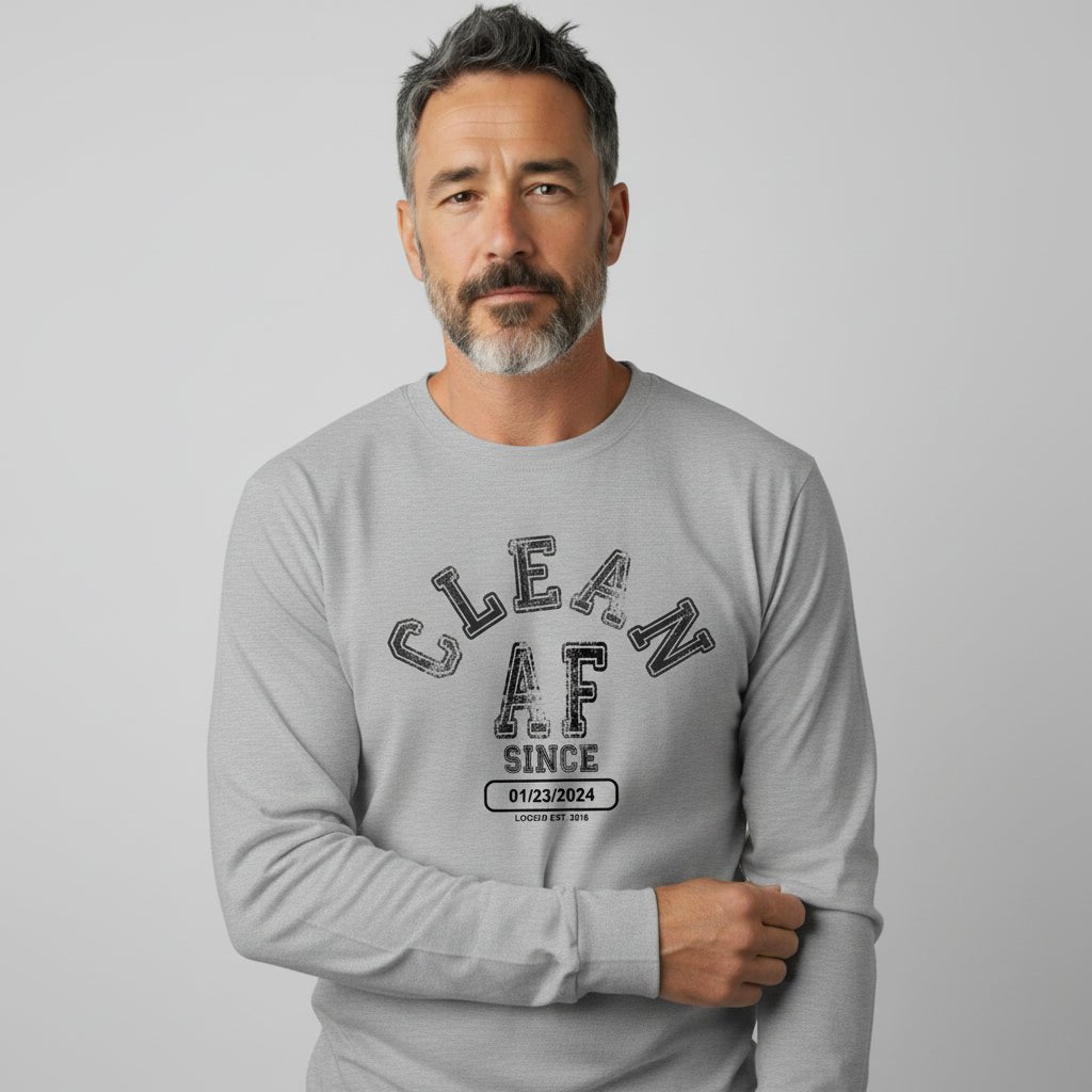 Clean AF Since Long Sleeve Sober T Shirt featuring the design (view 21)