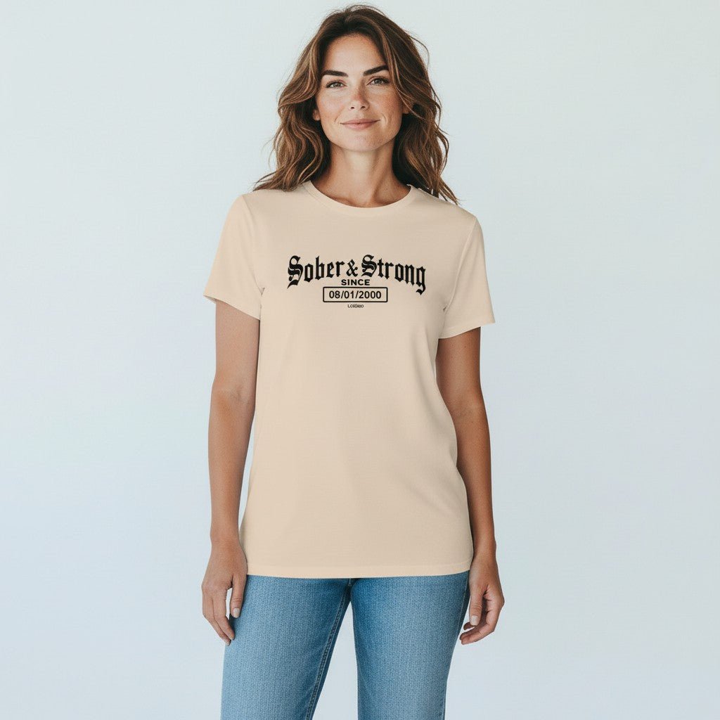 Old School Sober & Strong Sober T Shirt fit detail (view 29)