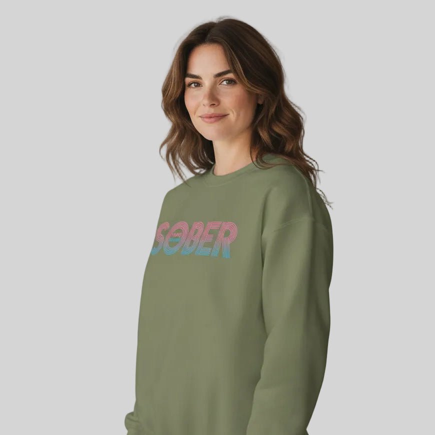 Retro Sobriety Date Sweatshirt Personalized Sober Date Recovery Hoodie graphic detail (view 14)