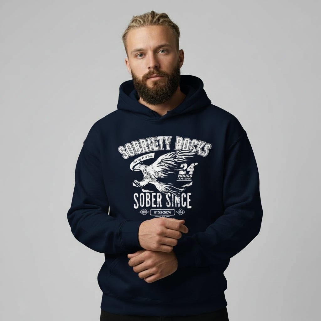 Sober Since Recovery Hoodie close-up view (view 2)
