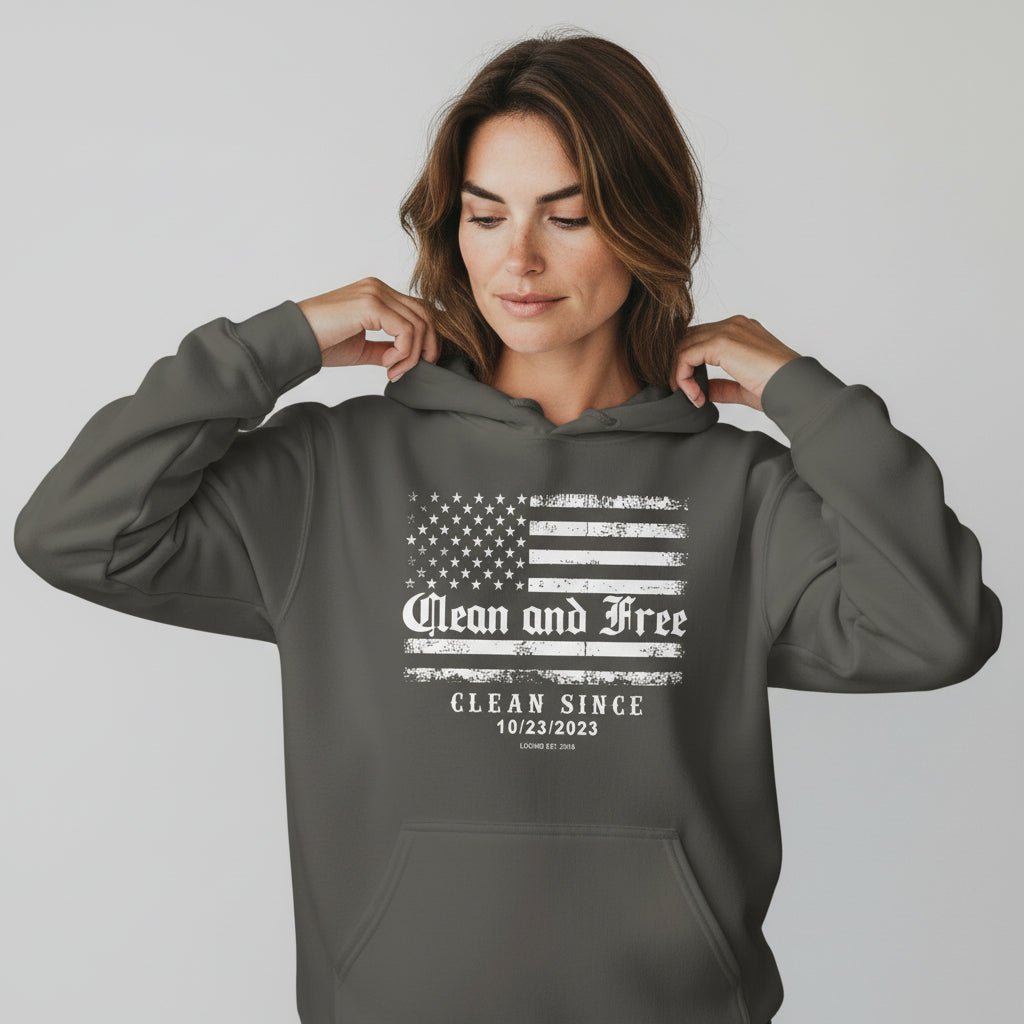 Clean and Free Custom Recovery Date Recovery Hoodie graphic detail (view 14)