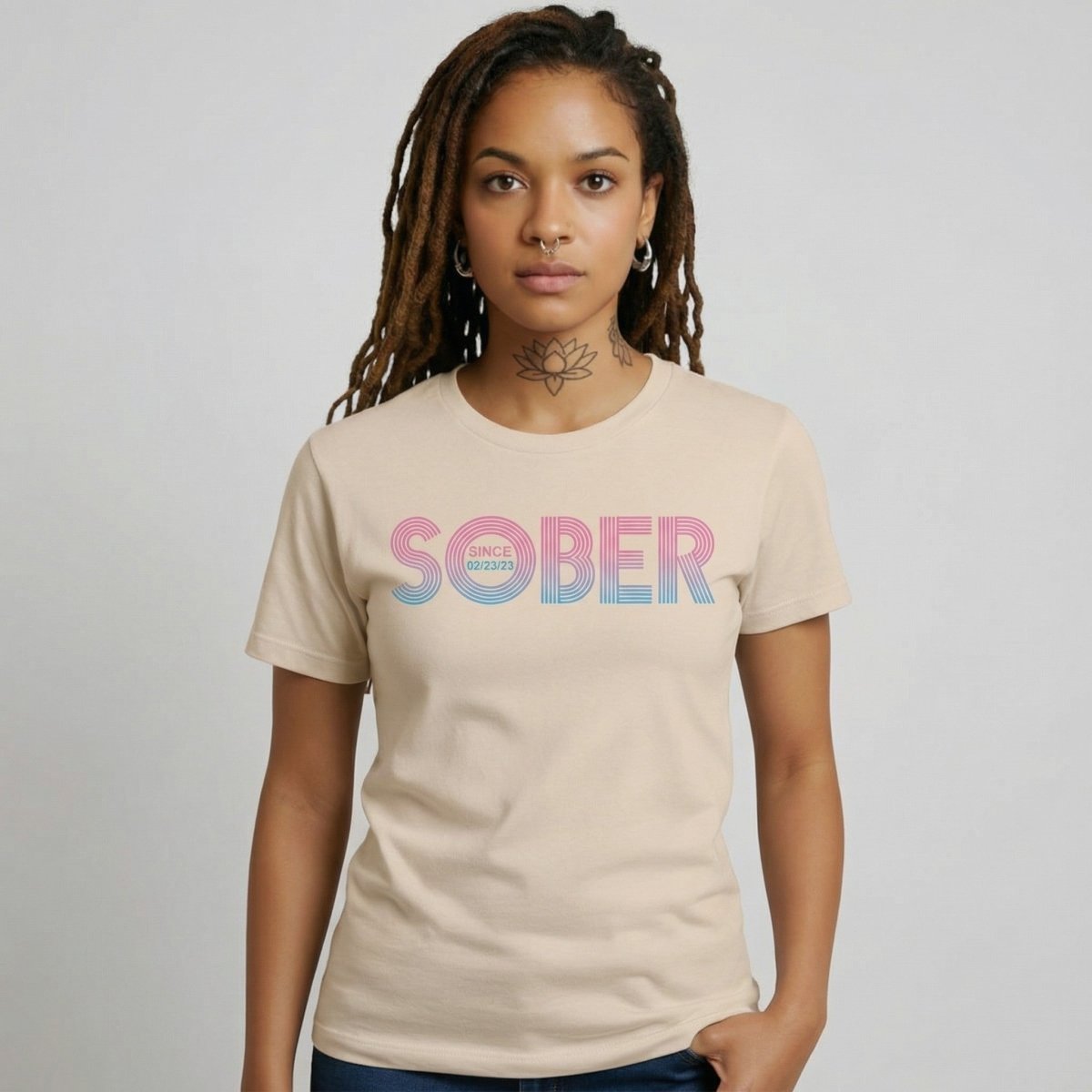 Retro Sober Since Sober T Shirt close-up view (view 22)