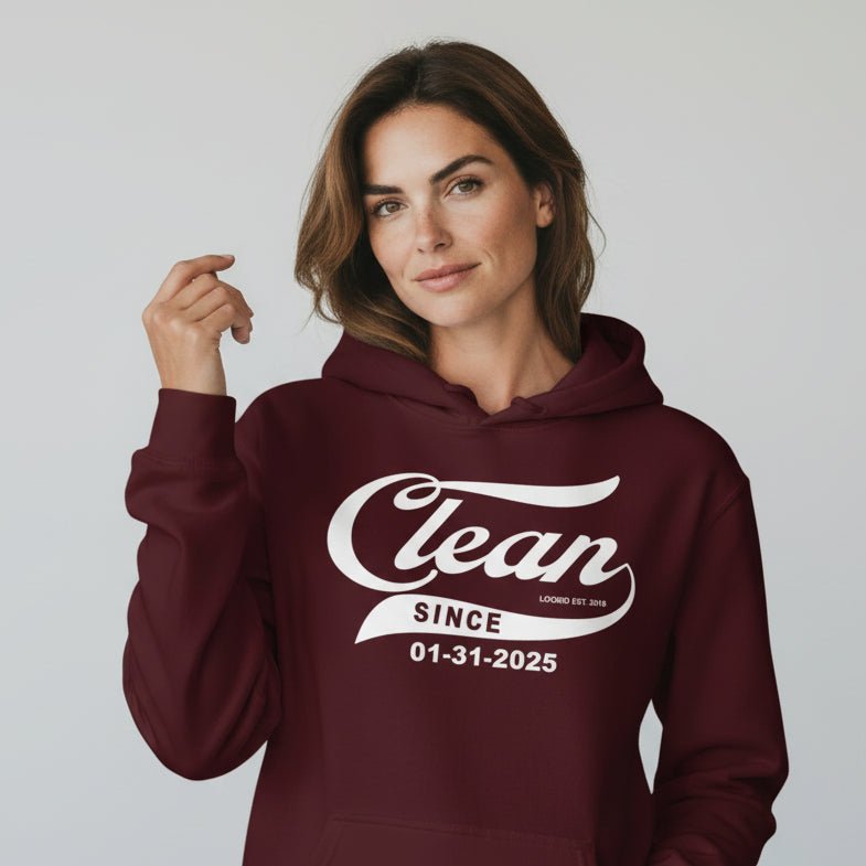 Clean Since Sober Recovery Hoodie lifestyle view (view 15)