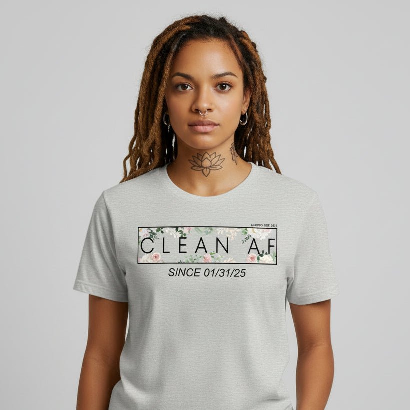 Clean AF Flower Sober T Shirt close-up view (view 12)
