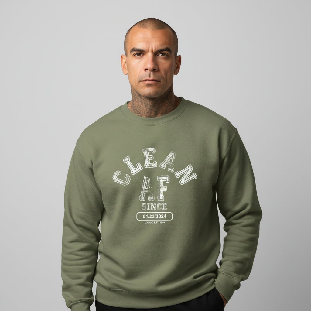 Clean AF Since Sobriety Recovery Hoodie back view (view 17)