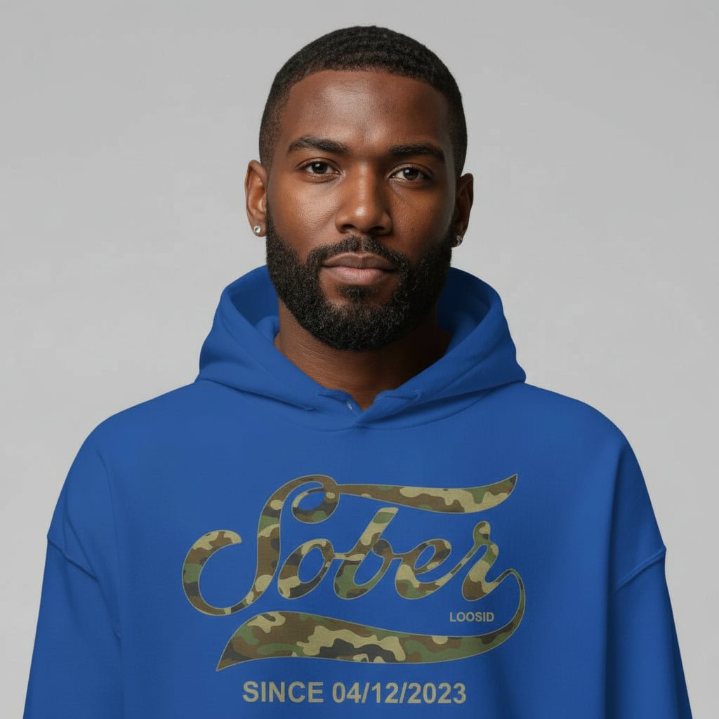 Sober Since Camo Recovery Hoodie graphic detail (view 44)
