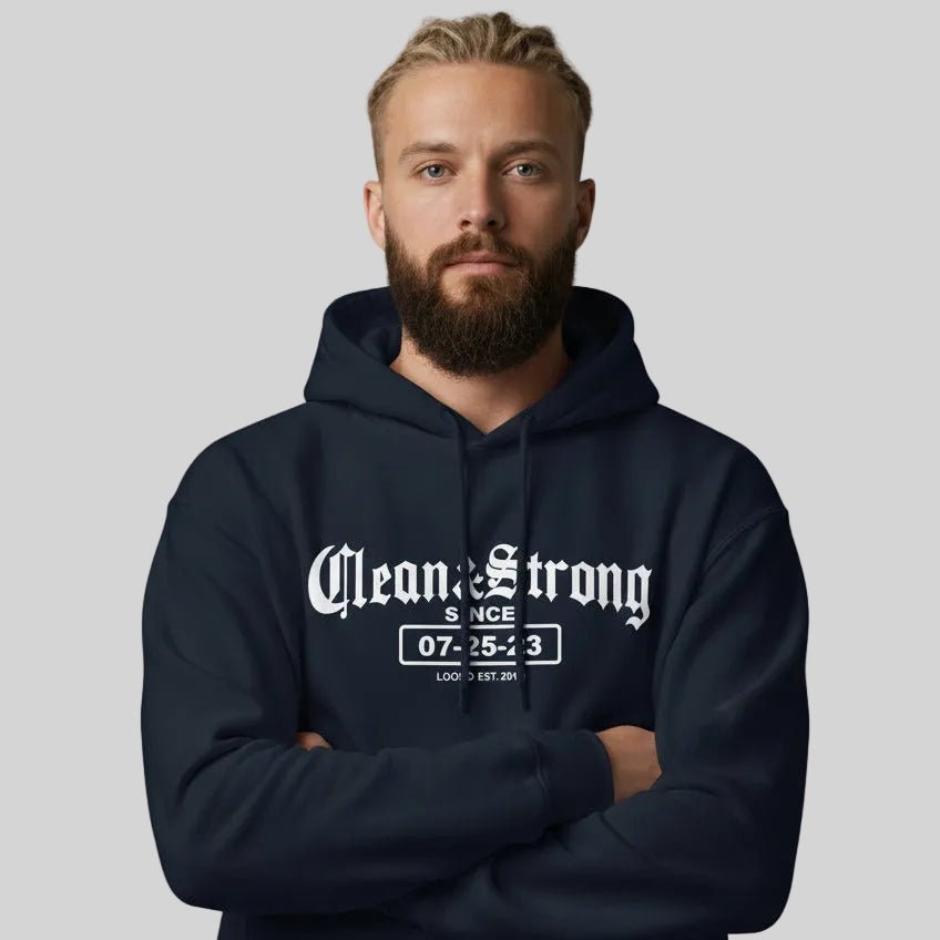 Clean & Strong Old School Recovery Hoodie side view (view 6)