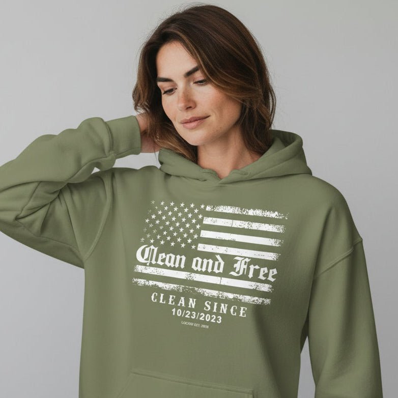 Clean and Free Custom Recovery Date Recovery Hoodie side view (view 16)