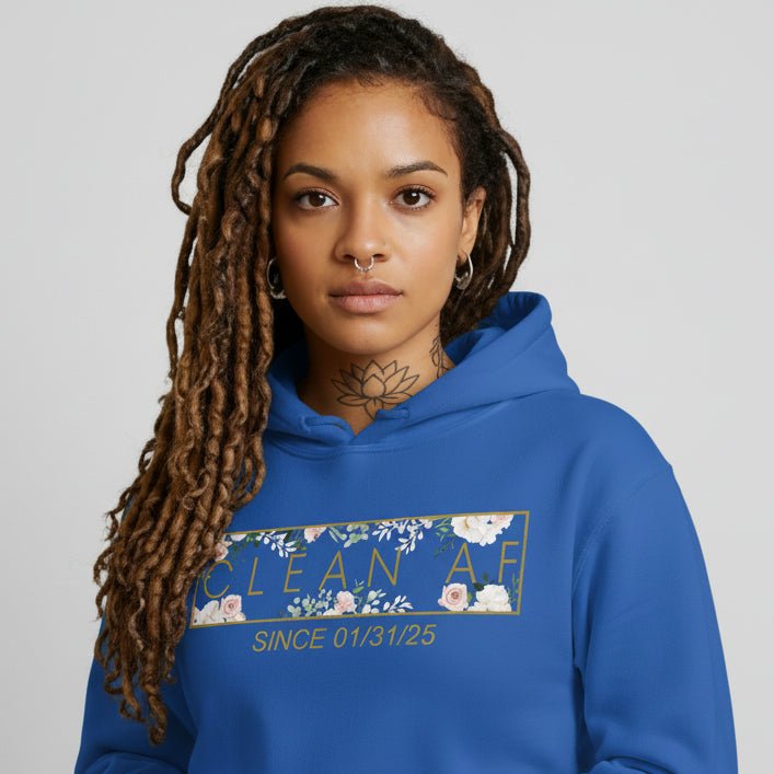 Clean AF Flower Recovery Hoodie flat lay styled image (view 13)
