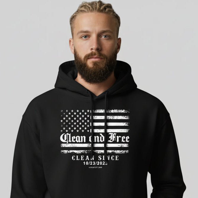 Clean and Free Custom Recovery Date Recovery Hoodie back view (view 7)