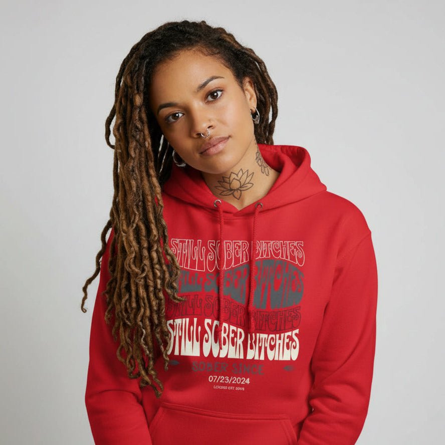 Still Sober B Custom Sobriety Date Recovery Hoodie graphic detail (view 34)