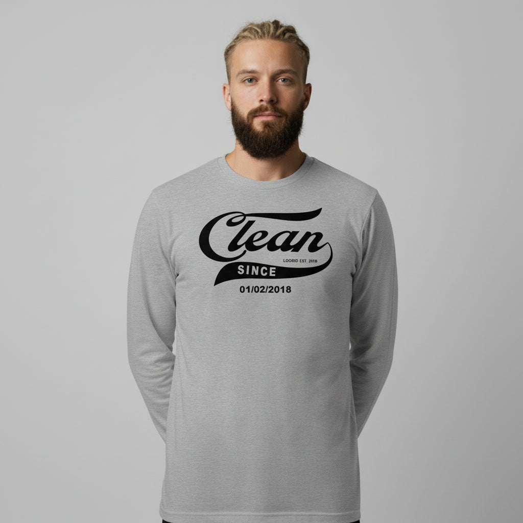 Clean Since Long Sleeve Sober T Shirt featuring the design (view 21)
