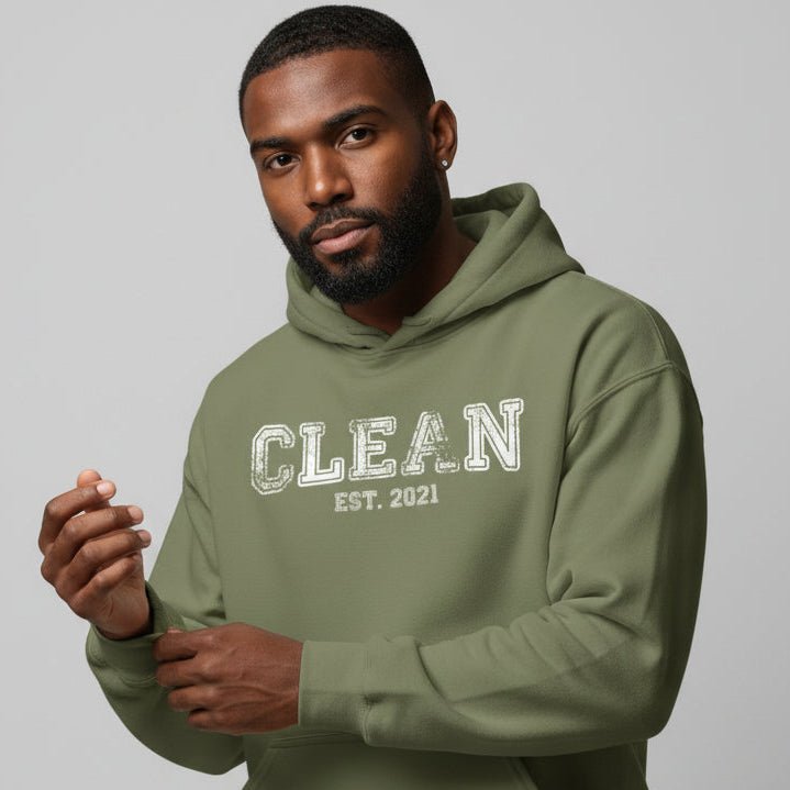 Clean Est. Hoodie w Personalized Recovery Year Recovery Hoodie side view (view 16)