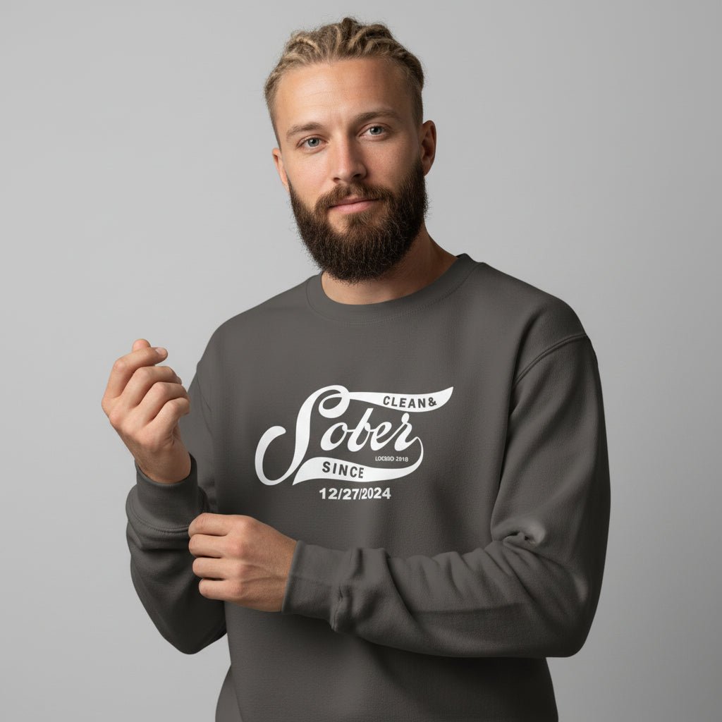 Sober Since Recovery Hoodie flat lay styled image (view 13)