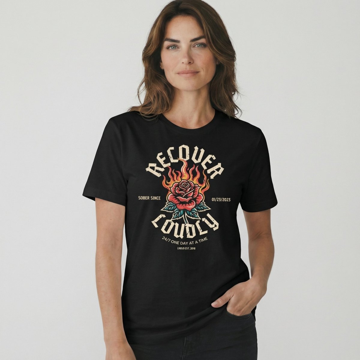 Recover Loudly Sober T Shirt side view (view 6)