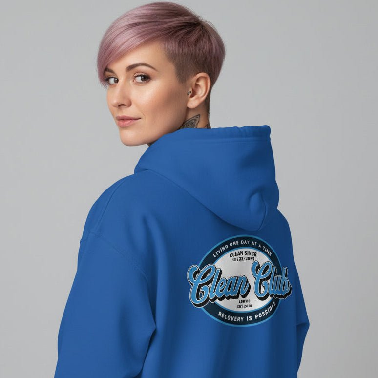 Clean Club Badge Left Chest Print Unisex Zip Recovery Hoodie side view (view 26)
