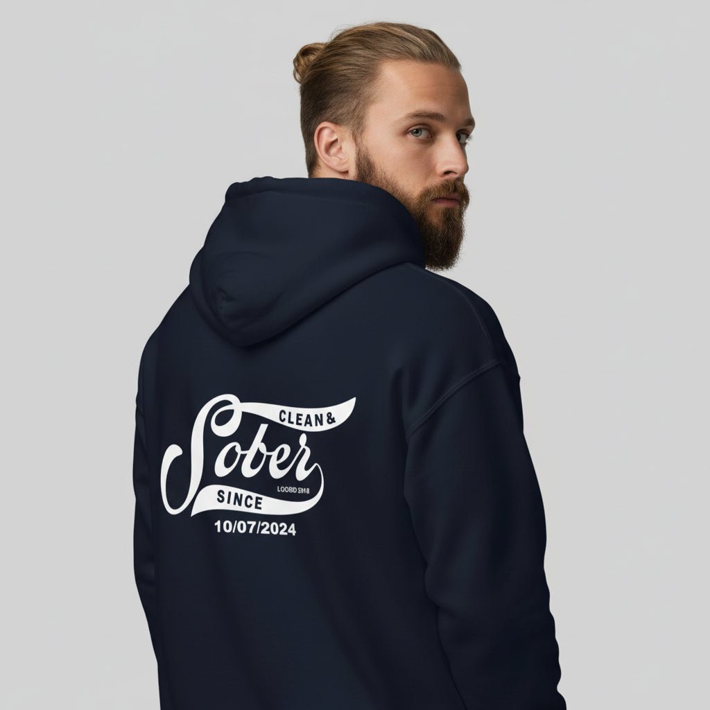 Sober Since Recovery Hoodie close-up view (view 12)