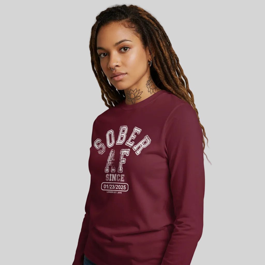 Sober AF Long Sleeve Sober T Shirt close-up view (view 12)