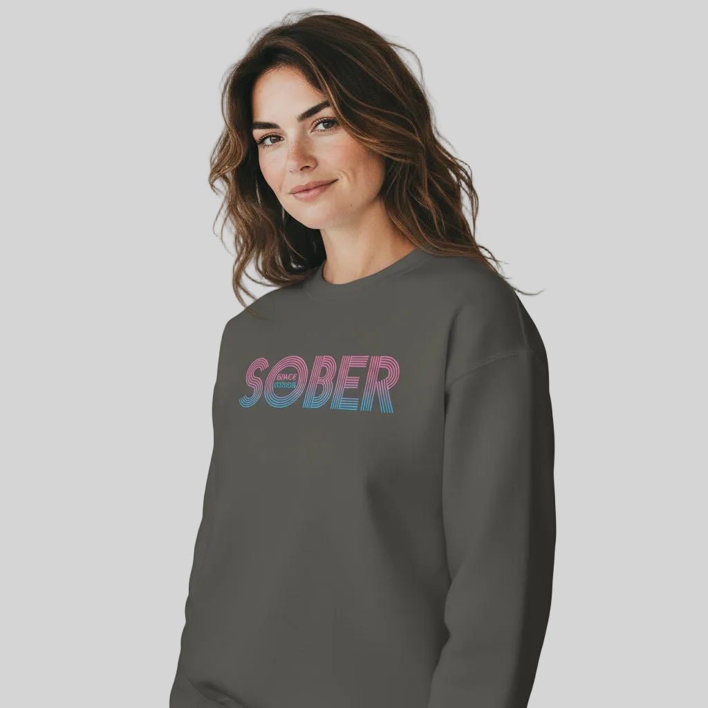 Retro Sobriety Date Sweatshirt Personalized Sober Date Recovery Hoodie packaging detail (view 18)