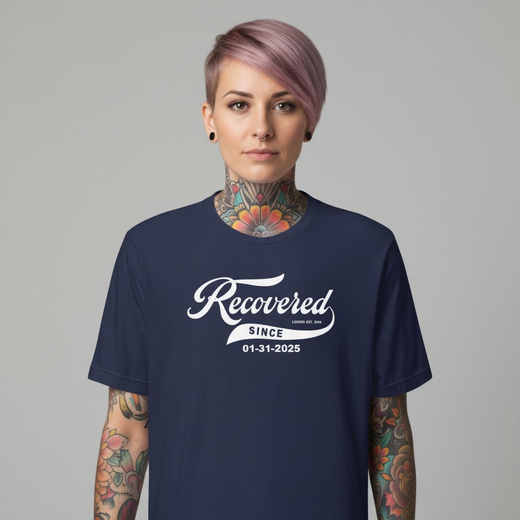 Recovered Since Sober T Shirt back view (view 7)
