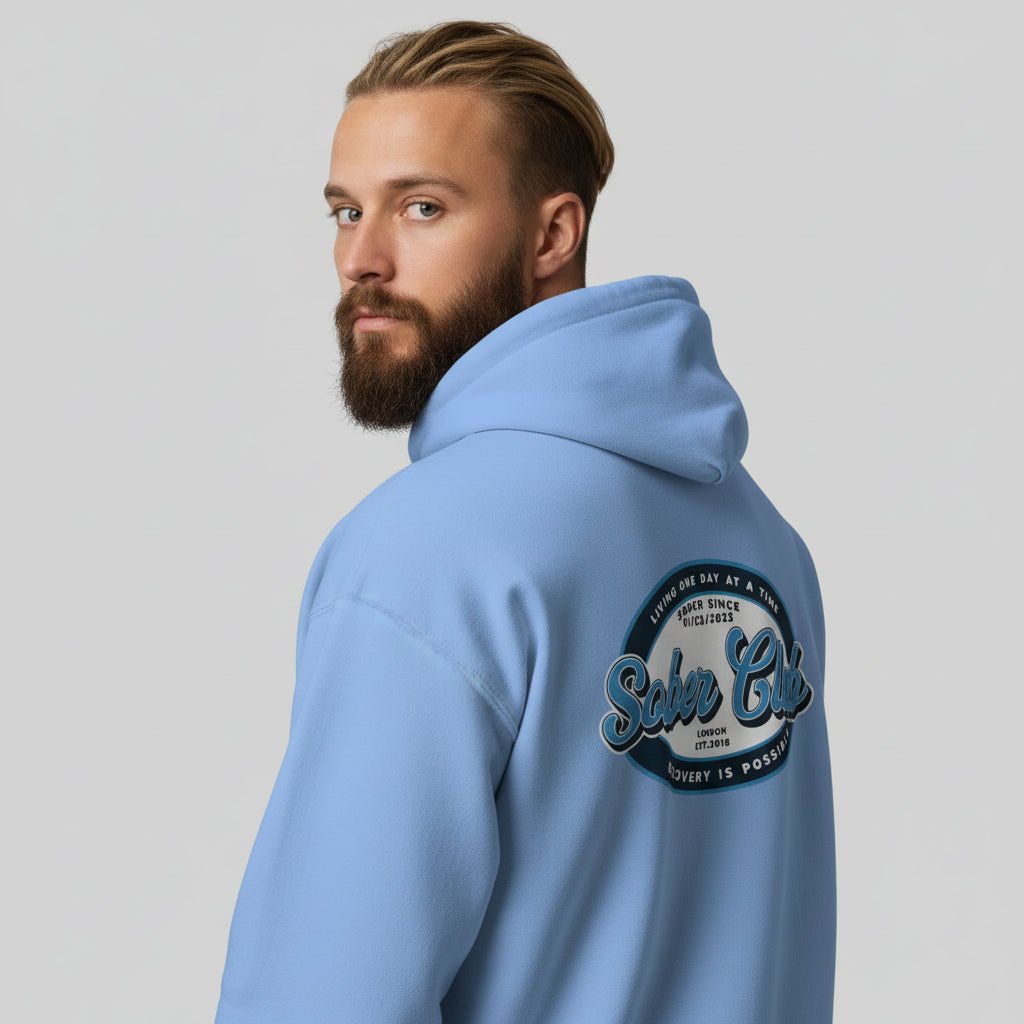 Sober Club Badge Recovery Hoodie featuring the design (view 31)