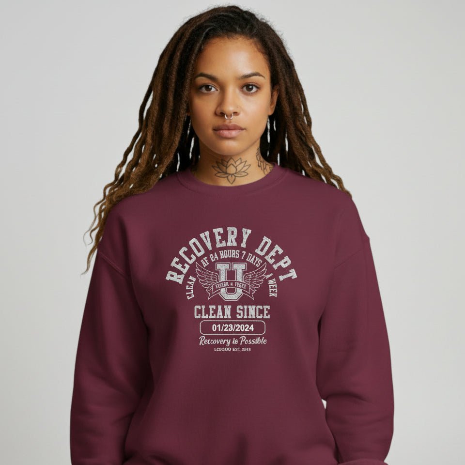 Clean Since Collegiate Recovery Hoodie back view (view 7)