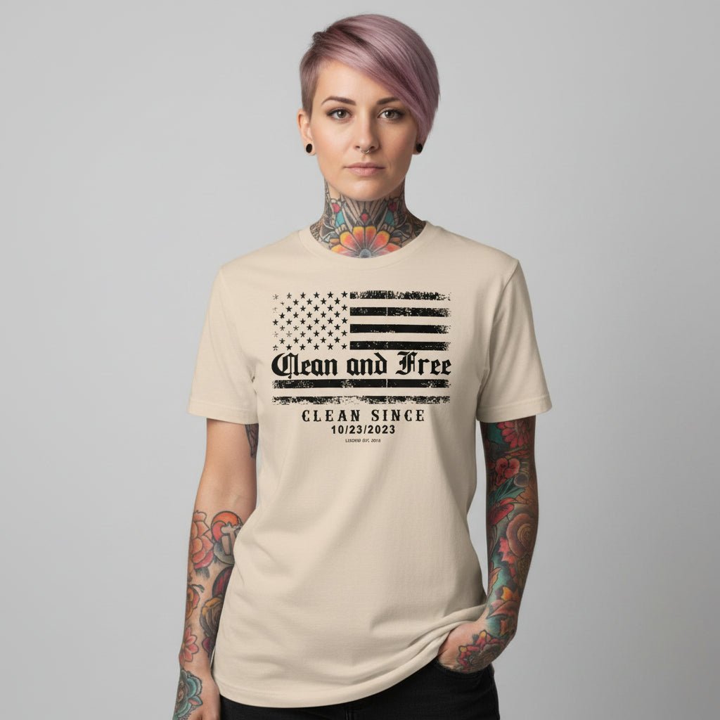 Clean and Free Sober T Shirt back view (view 17)
