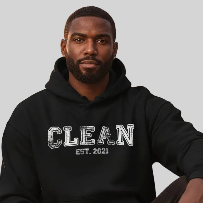 Clean Est. Hoodie w Personalized Recovery Year Recovery Hoodie side view (view 6)