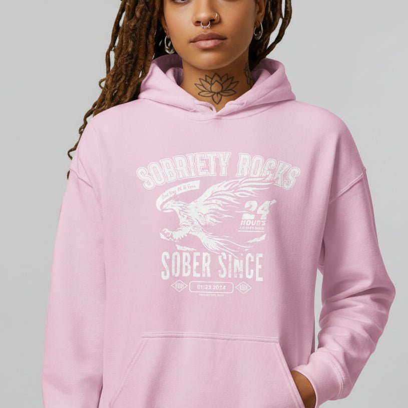 Sober Since Recovery Hoodie flat lay styled image (view 43)