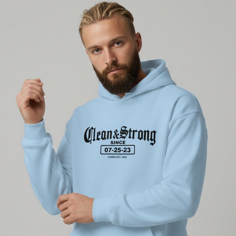Clean & Strong Old School Recovery Hoodie close-up view (view 22)