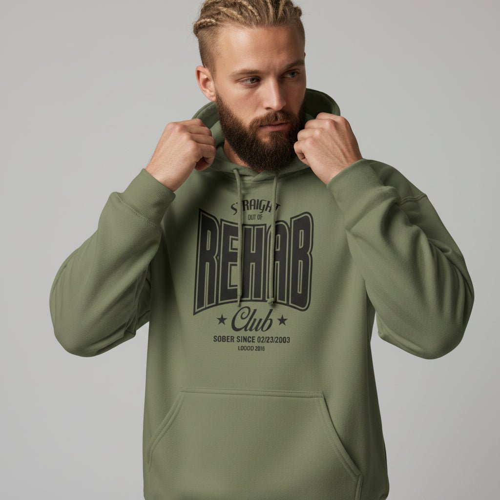 Rehab Recovery Hoodie flat lay styled image (view 13)