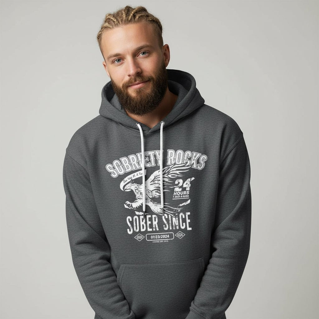 Sober Since Recovery Hoodie flat lay styled image (view 23)