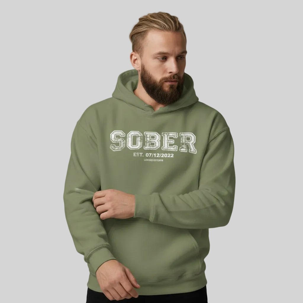 Sober Collegiate Hoodie W Personalize Sobriety Date Recovery Hoodie side view (view 16)
