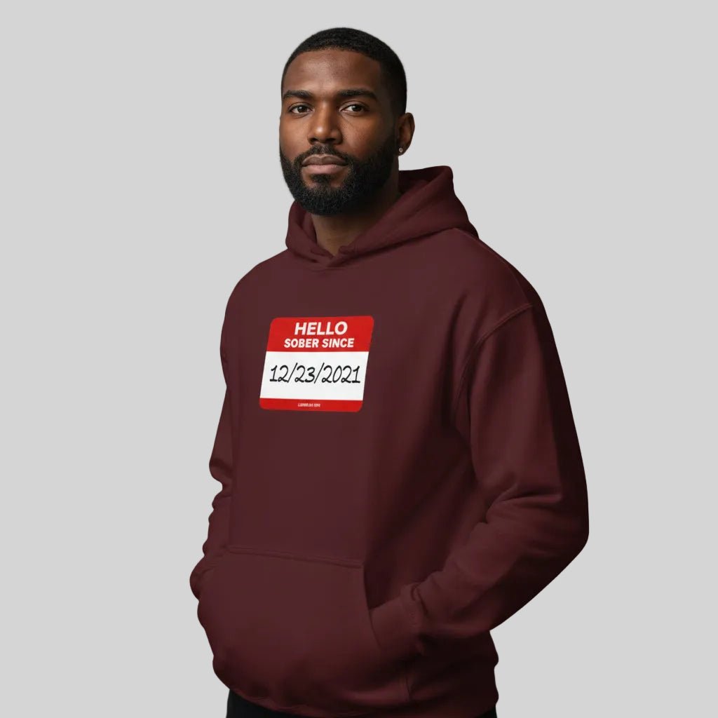 Hello Sober Since Recovery Hoodie graphic detail (view 14)