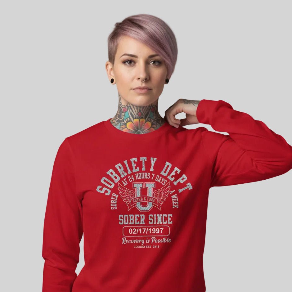 Sobriety Dept 24 7 Long Sleeve Sober T Shirt side view (view 16)