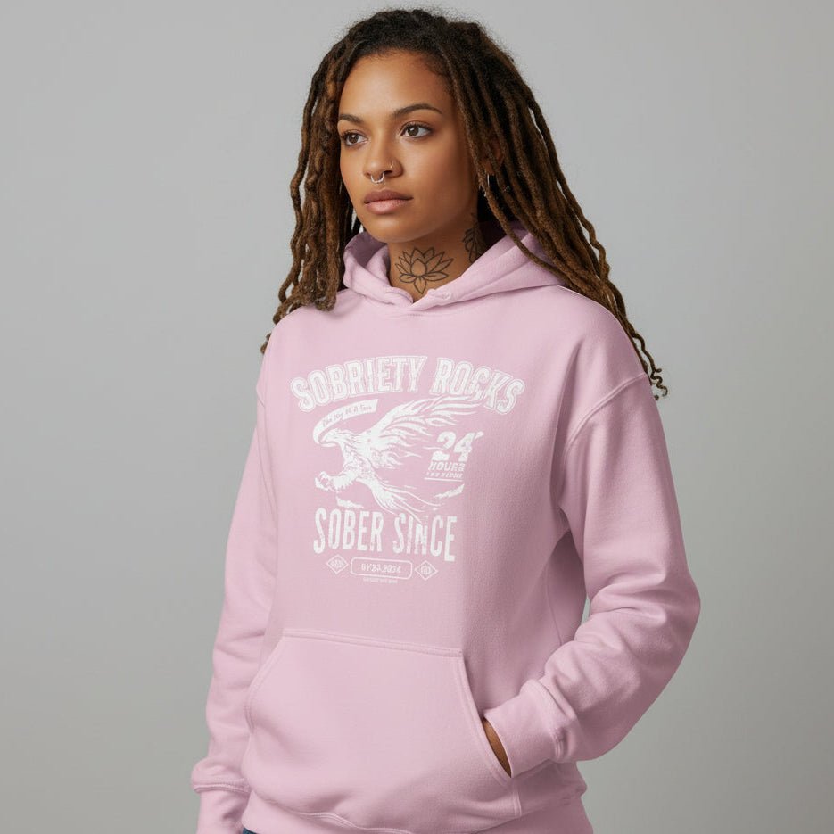 Sober Since Recovery Hoodie close-up view (view 42)