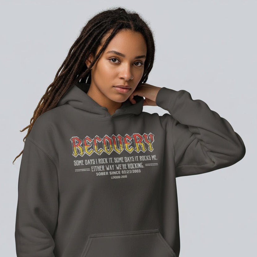 Recovery Rock Recovery Hoodie flat lay styled image (view 23)
