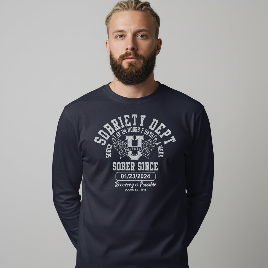 Sobriety Dept Long Sleeve Sober T Shirt fit detail (view 9)