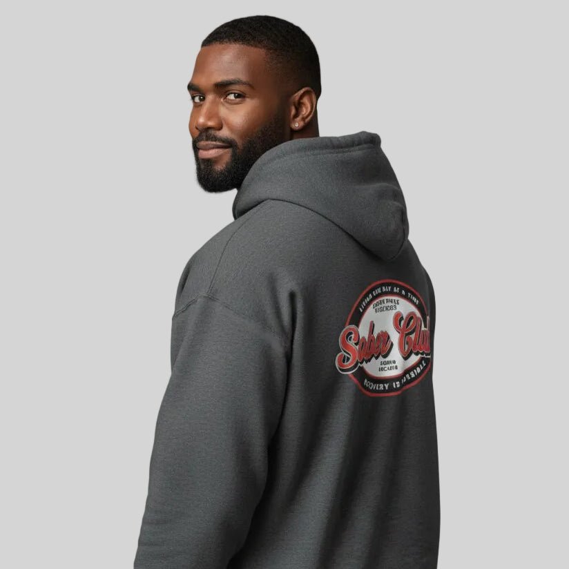 Sober Club Badge Unisex Zip Recovery Hoodie side view (view 16)