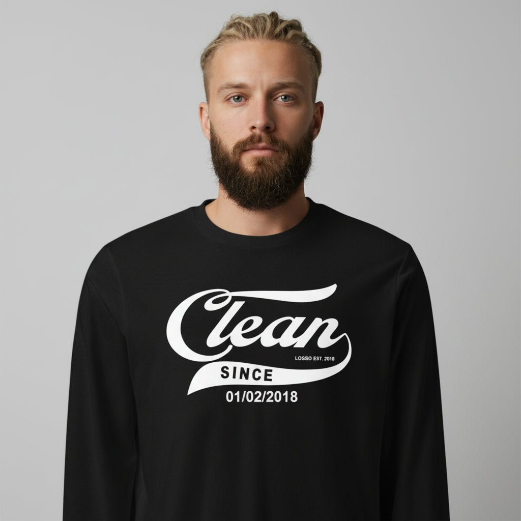 Clean Since Long Sleeve Sober T Shirt side view (view 6)