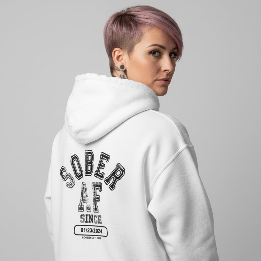 Sober AF Since Zip Recovery Hoodie featuring the design (view 31)