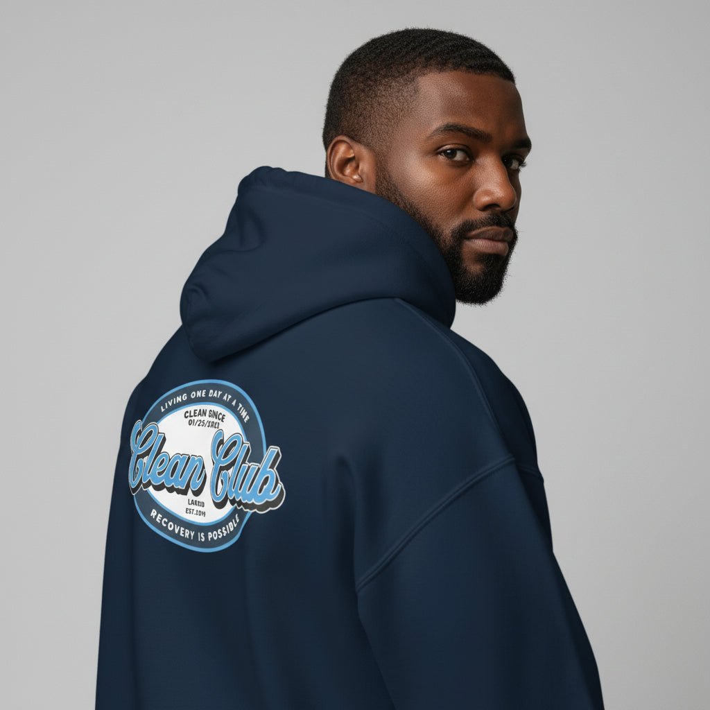Clean Club Badge Unisex Zip Recovery Hoodie close-up view (view 22)