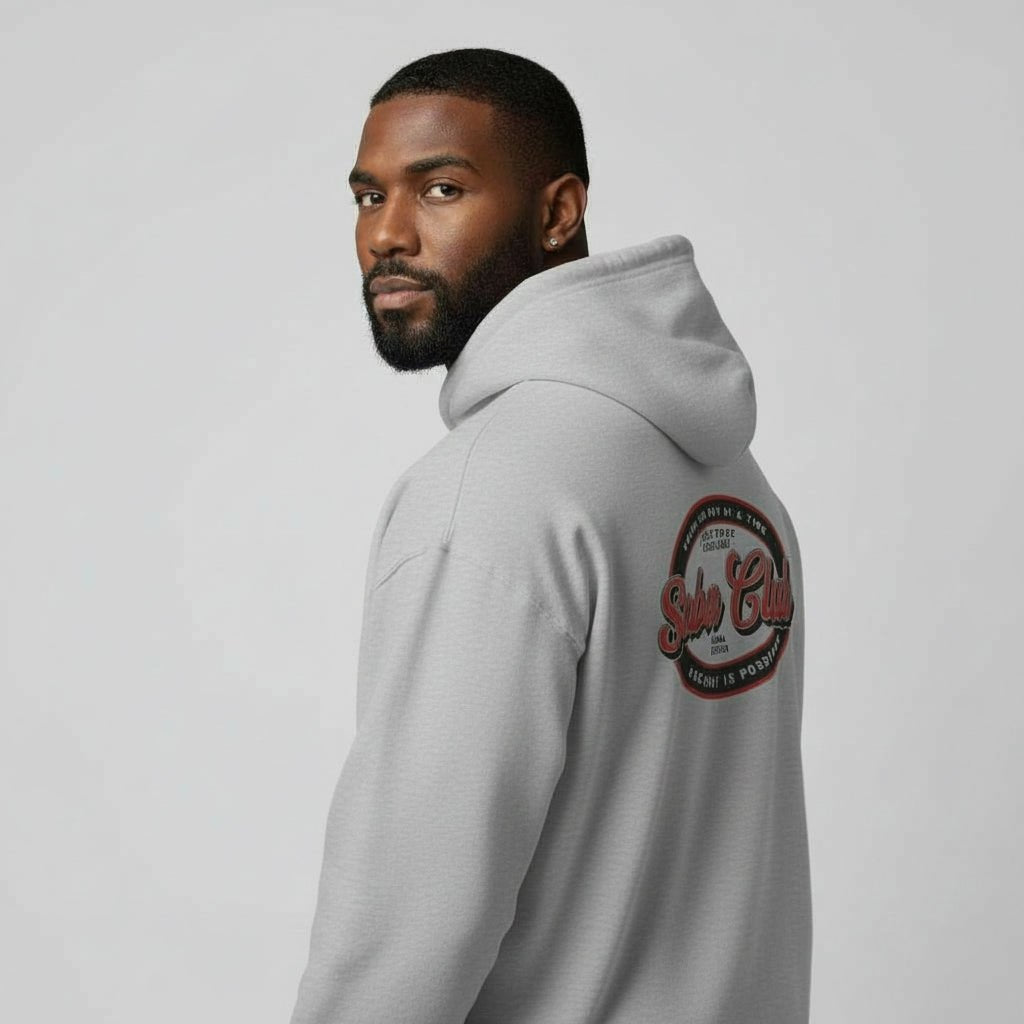 Sober Club Badge Unisex Zip Recovery Hoodie packaging detail (view 28)
